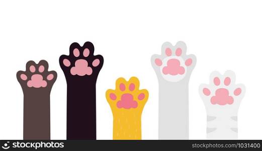 Cute pet paws rising up isolated on white background. Premium quality vector design.
