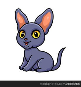 Cute peterbald cat cartoon sitting