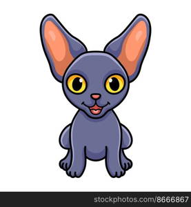 Cute peterbald cat cartoon sitting