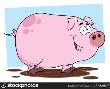 Cute Pig Cartoon Character