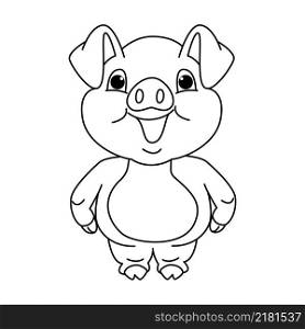 Cute pig cartoon characters vector illustration. For kids coloring book.