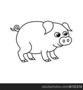 Cute pig cartoon coloring page for kids Royalty Free Vector