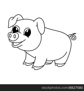 Cute pig cartoon coloring page illustration vector. For kids coloring book.