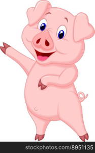 Cute pig cartoon presenting vector image