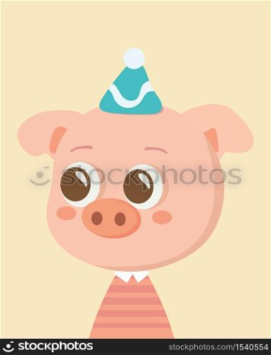 Cute pig.Childish print for nursery,kids apparel,poster,postcard.. Cute pig.