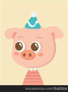 Cute pig.Childish print for nursery,kids apparel,poster,postcard.. Cute pig.