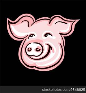 Cute pig face silhouette Royalty Free Vector Image