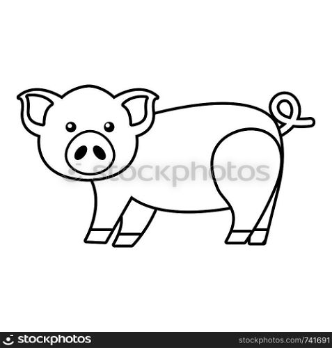 Cute pig icon. Outline illustration of cute pig vector icon for web design isolated on white background. Cute pig icon , outline style