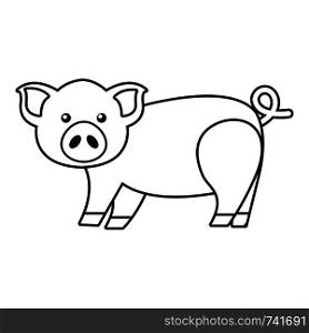 Cute pig icon. Outline illustration of cute pig vector icon for web design isolated on white background. Cute pig icon , outline style