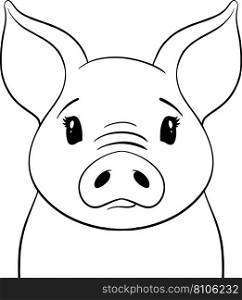 Cute pig lineart Royalty Free Vector Image
