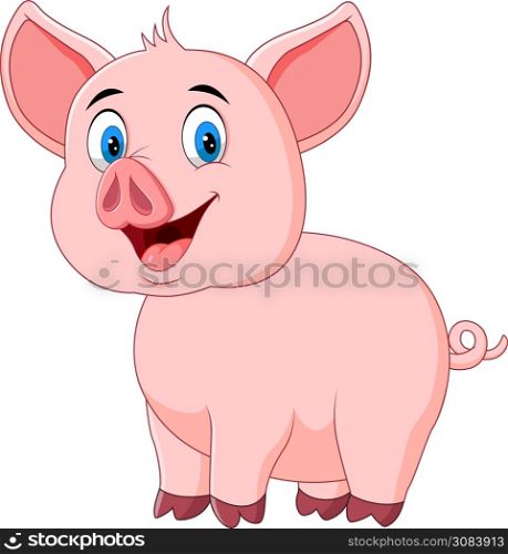 Cute pig posing isolated on white background