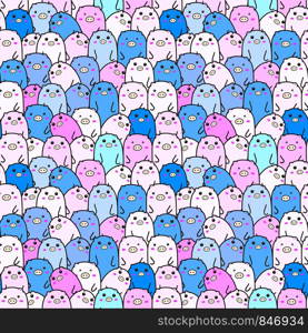 Cute pig seamless pattern background. Vector illustration for gift wrap design.