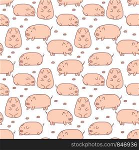 Cute pig seamless pattern background. Vector illustration for gift wrap design.