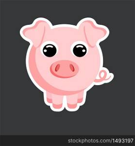 cute pig sticker template in flat vector style