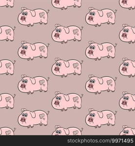 Cute pigs pattern, illustration, vector on white background