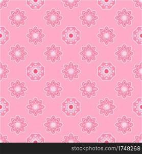 Cute pink abstract geometric flower seamless pattern. pink geometric vector seamless pattern