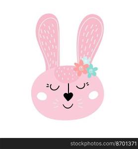  Cute pink Easter bunny. Easter rabbit. Design for Easter. Flat cartoon vector illustration. Pink Easter bunny. Easter rabbit.Design for Easter