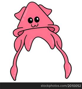 cute pink faced octopus with long tentacles