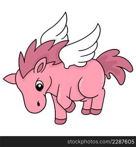 cute pink horse with wings can fly