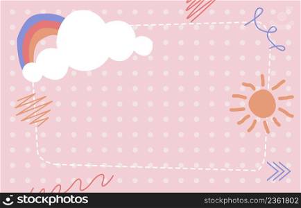 Cute Pink Polka Dot Background Sun Rainbow Cloud