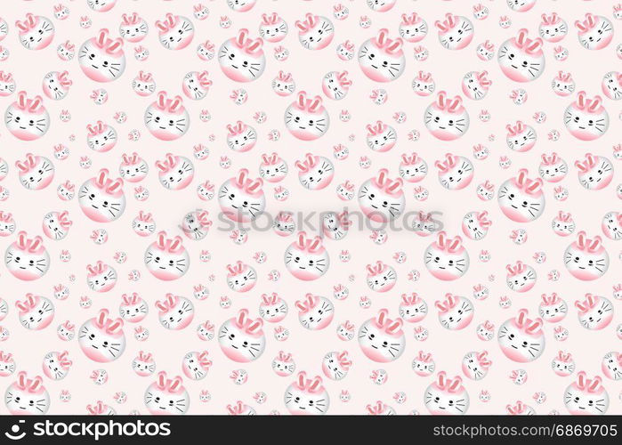 cute pink rabbit cartoon pattern background.vector,sweet,illustrator design.