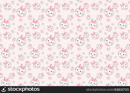 cute pink rabbit cartoon pattern background.vector,sweet,illustrator design.