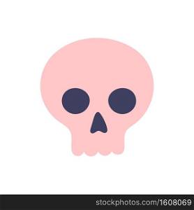 Cute pink simple skull on a white background. Attributes for magic and witchcraft. Hand drawn vector isolated single illustration.