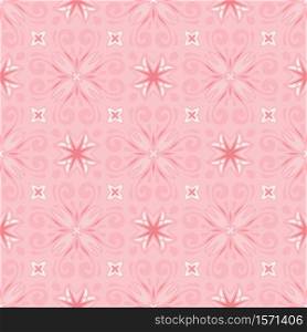 Cute pink vector seamless mandala flower pattern background. Vintage doodle floral surface design. Cute pink Seamless abstract tiled pattern vector web background