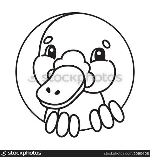 Cute platypus. Coloring book page for kids. Cartoon style. Vector illustration isolated on white background.