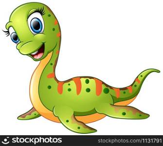 Cute plesiosaurus cartoon isolated on white background