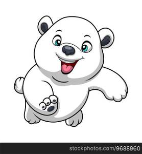 Cute polar bear cartoon on white background