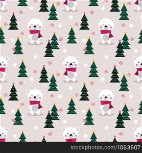Cute polar bear in Christmas season seamless pattern