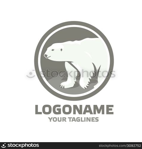 cute polar bear in circle logo design vector