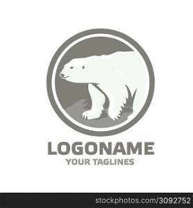 cute polar bear in circle logo design vector