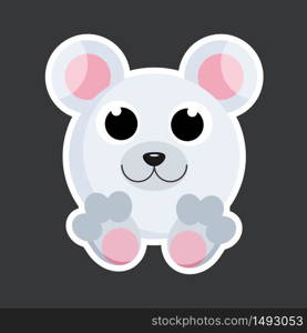 cute polar bear sticker template in flat vector style