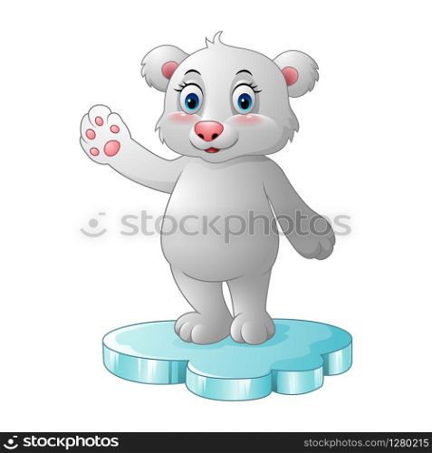 Cute polar bear waving