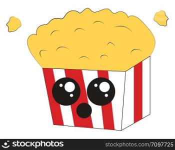 Cute popcorn pack, illustration, vector on white background.