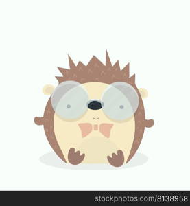 Cute porcupine cartoon vector illustration on pastel background. . Cute porcupine cartoon vector illustration