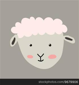 cute portrait of animal sheep on dark background. Vector illustration usable for t-shit print, posters, textile prints. . cute portrait of animal sheep on dark background