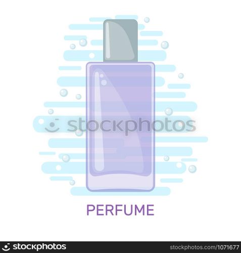 Cute poster with pink perfume bottle isolated on white background. Vector illustration.. Vector Cute poster with pink perfume bottle isolated on white background.