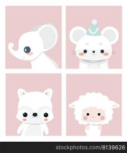 Cute posters with animals in cartoon style. . Cute posters with animals. 