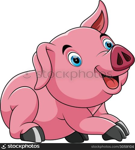 cute pretty pig cartoon