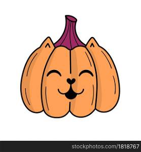 Cute pumpkin cat for Halloween. Doodle style illustration