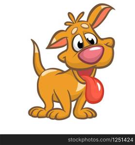 Cute puppy cartoon vector illustration. Yellow dog. Isolated on white background. For web design and apps