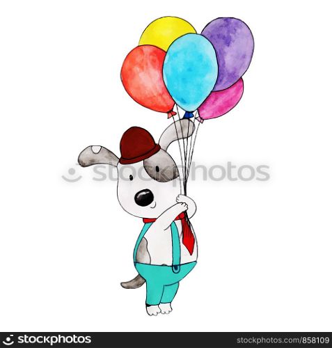 cute puppy dog with balloon