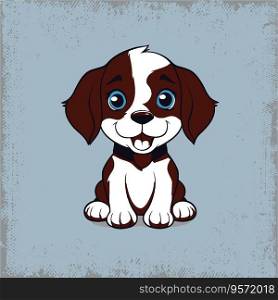 Cute Puppy Illustration on a Blue Background