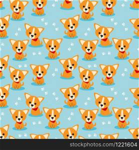 Cute puppy seamless pattern. Cute character brown dog.