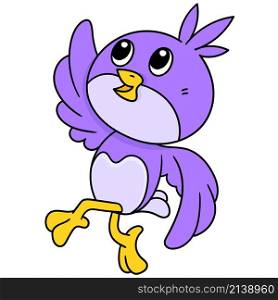cute purple birds dance happily