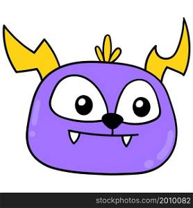 cute purple fanged monster head
