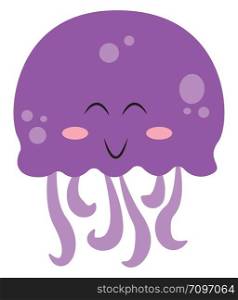 Cute purple jelly fish, illustration, vector on white background.
